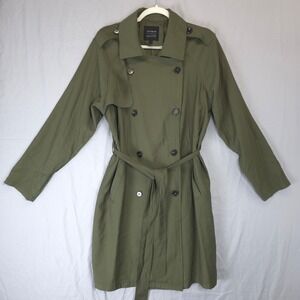 Cotton On Olive Green Trench Style Dress Women 8 Double Breasted Belted